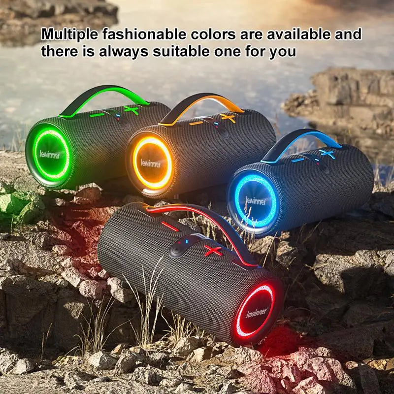 Lewinner Portable Wireless Speaker with 60W Stereo Sound Deep Bass RGB Lights and Dual Pairing