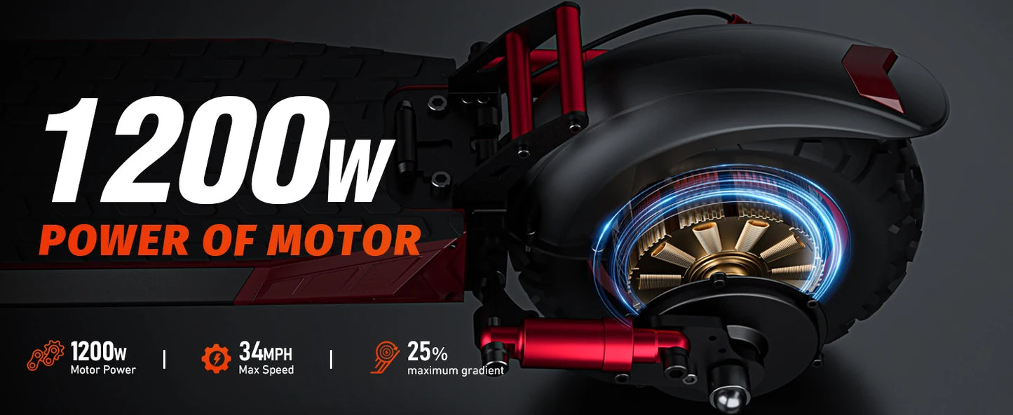 EScooter J11MAX Foldable Waterproof Adult Electric Scooter 11 Inch Off Road Tires 48V 1200W 18Ah