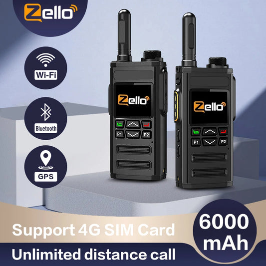 Zello 4G LTE WiFi POC Walkie Talkie with Bluetooth Long Battery Fast Charging