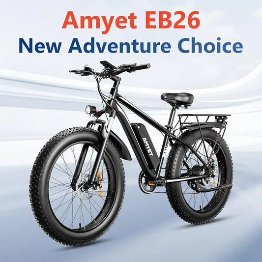 AMYET EB26 1000W Electric Bike with 26 Inch Fat Tires and Dual Shock Suspension for Adults.