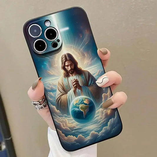 Jesus pattern anti-drop phone case for iPhone 16 Pro Max to 11.