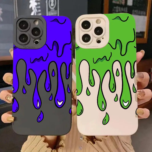 Shockproof silicone phone case for iPhone with graffiti art design.