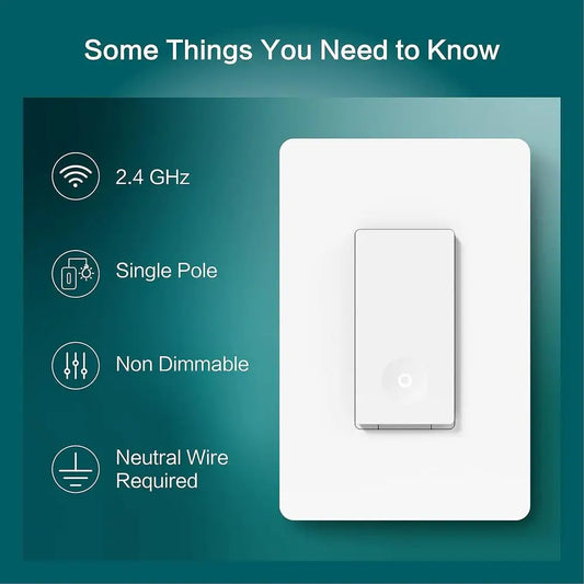 Smart Light Switch 4 Pack with WiFi Remote Control 2.4GHz Compatible with Alexa and Google Home Neutral Wire Required