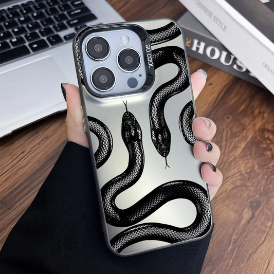 Snake pattern anti-drop phone case for iPhone 12 to 16 Pro.