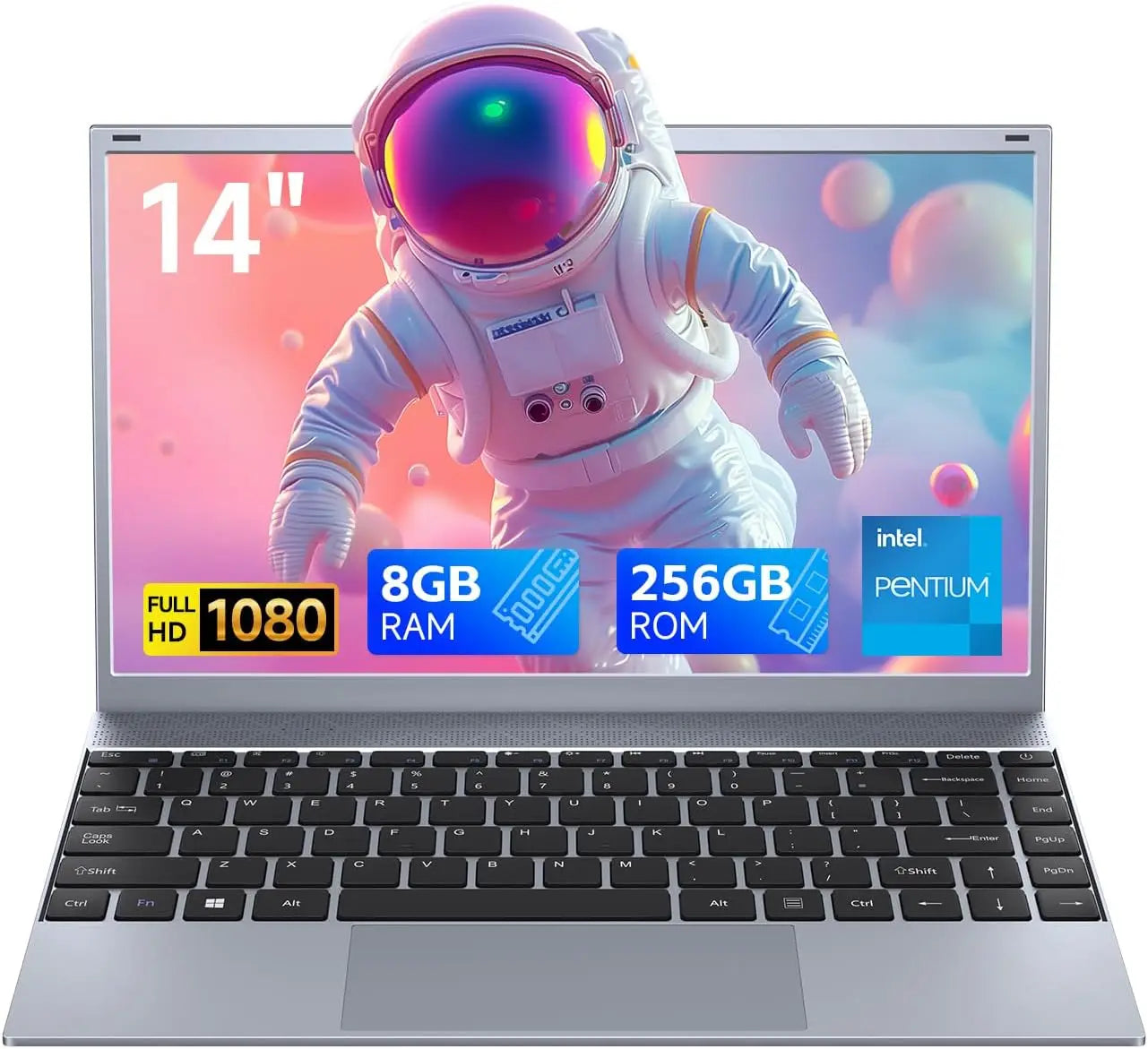 14 Inch Laptop J3710 with 8GB RAM, 256GB SSD, Windows 11, Intel Graphics, Full HD Display.