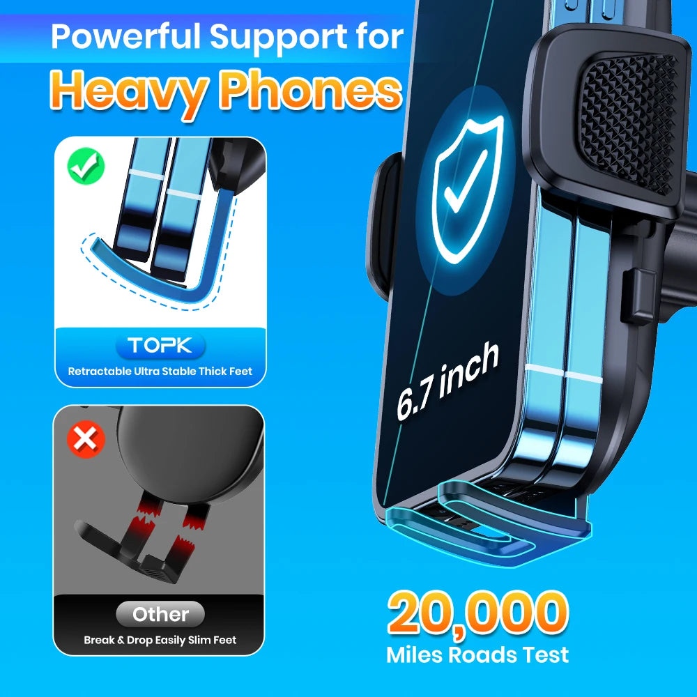 TOPK Universal Car Phone Holder Dashboard Mount 360° Rotatable Anti Slip