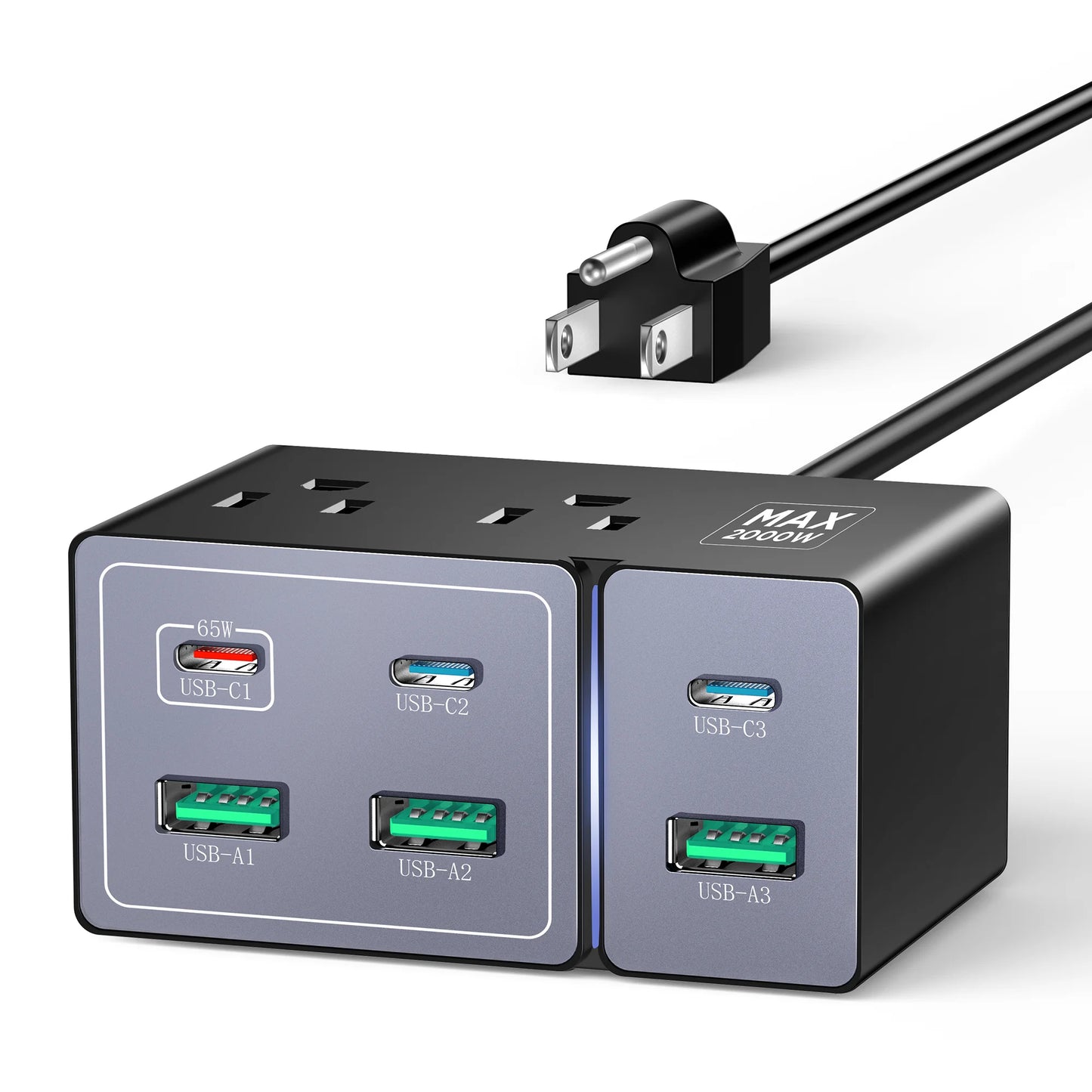 8-Port 160W GaN Charging Hub with 65W Max Output for Multiple Devices and Travel