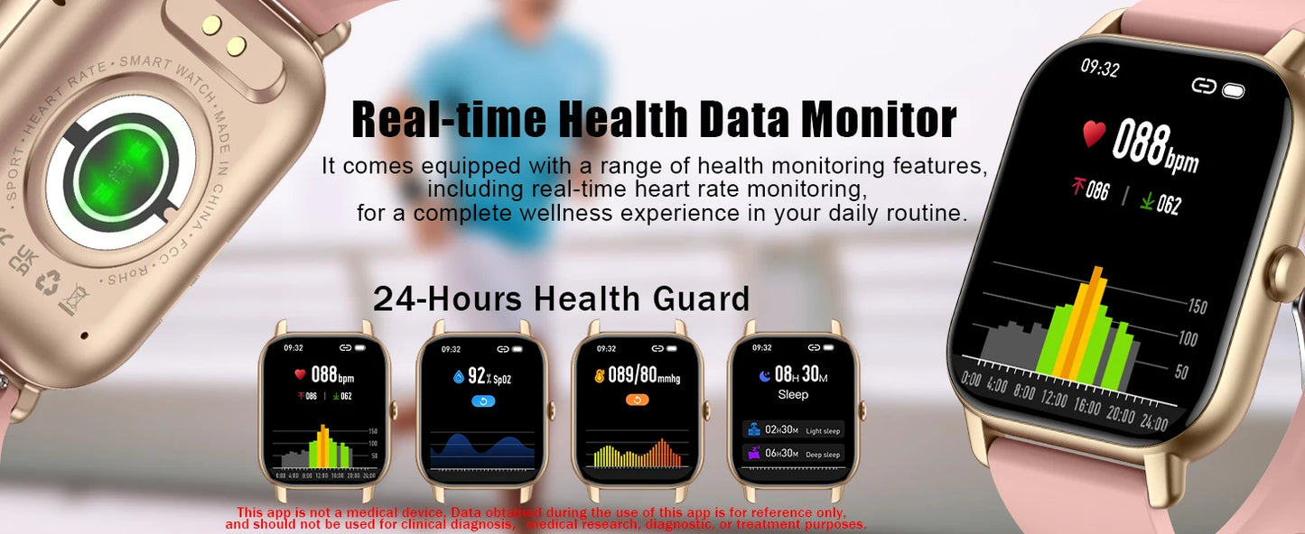 AI Voice Smart Watch 1.85 Inch HD Touch Fitness Tracker Wireless Call IP68 Waterproof