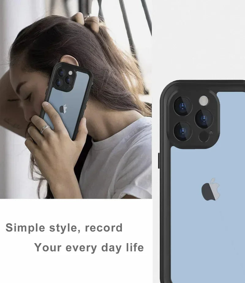 Waterproof Phone Case IP68 Dustproof Diving Cover for iPhone 16 15 14 Plus 13 12 11 Pro XS Max XR
