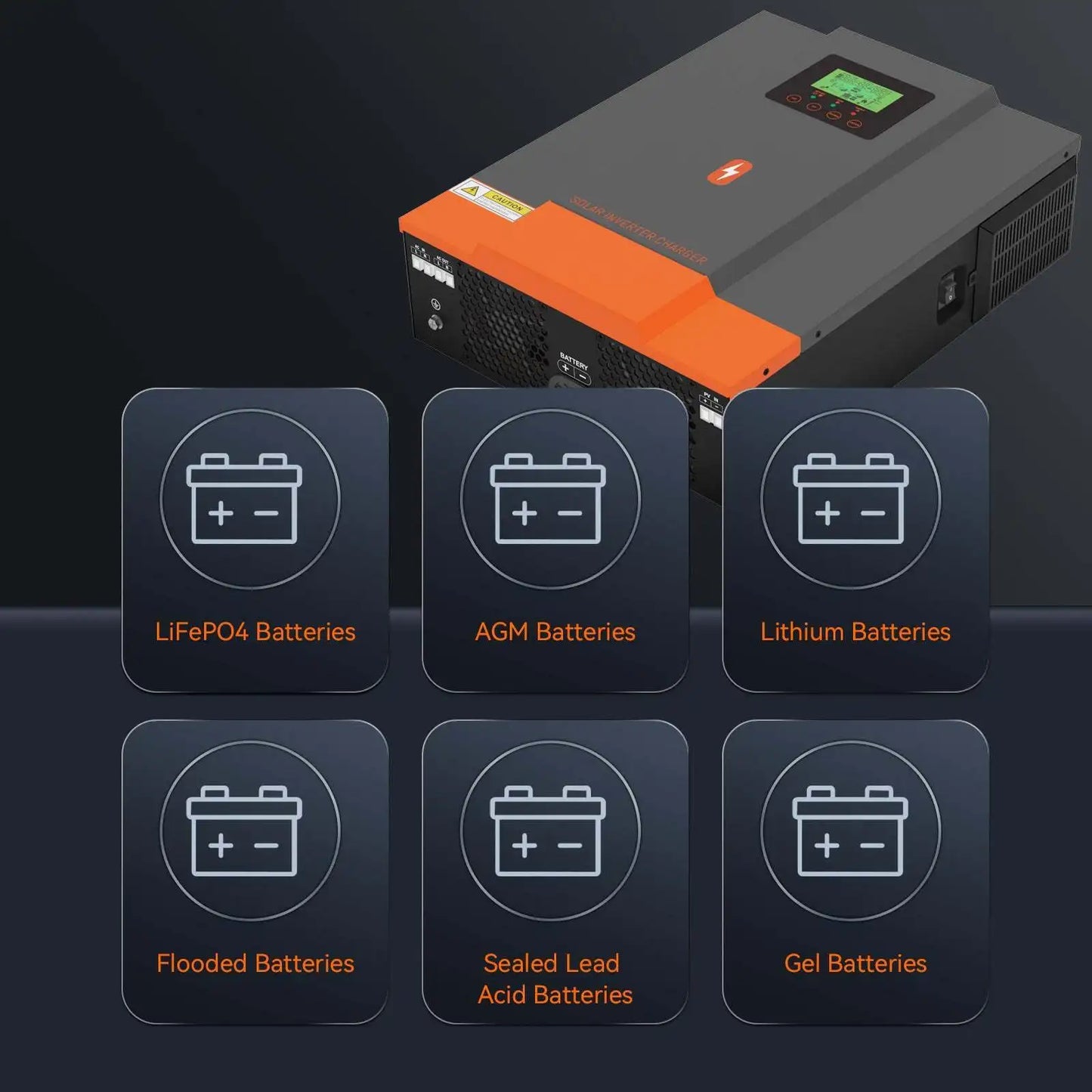PowMr 2000W 12V Hybrid Solar Inverter with Built-in 80A MPPT Solar Charger 220V Pure Sine Wave Output