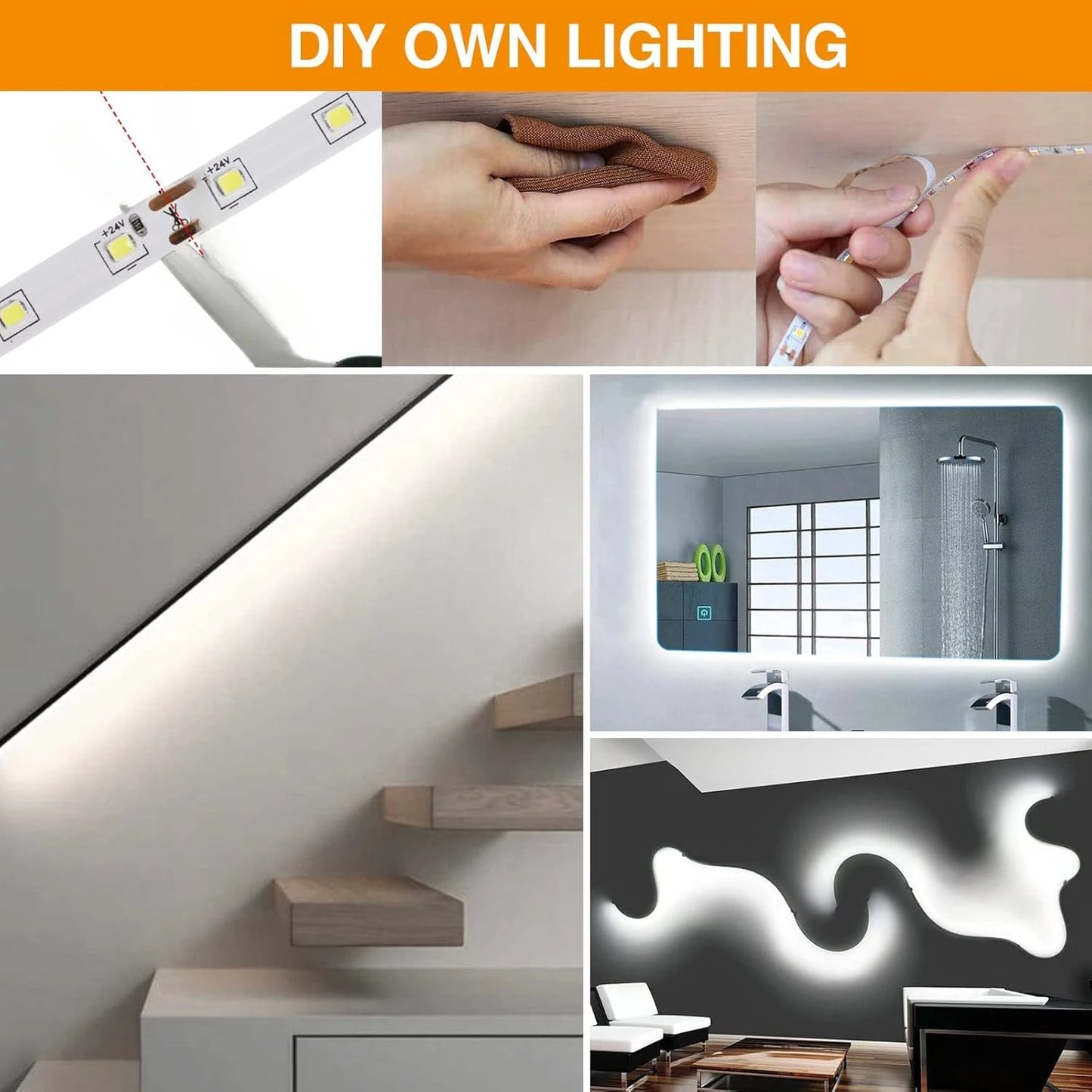 5V White LED Strip Light 6500K with Strong Adhesive