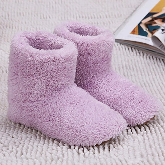 USB Heated Cashmere Plush Slippers Winter Warm Electric Shoes for Women ( 6 - 8.5)