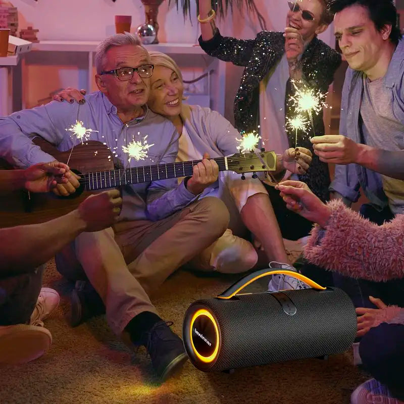 Lewinner Portable Wireless Speaker with 60W Stereo Sound Deep Bass RGB Lights and Dual Pairing