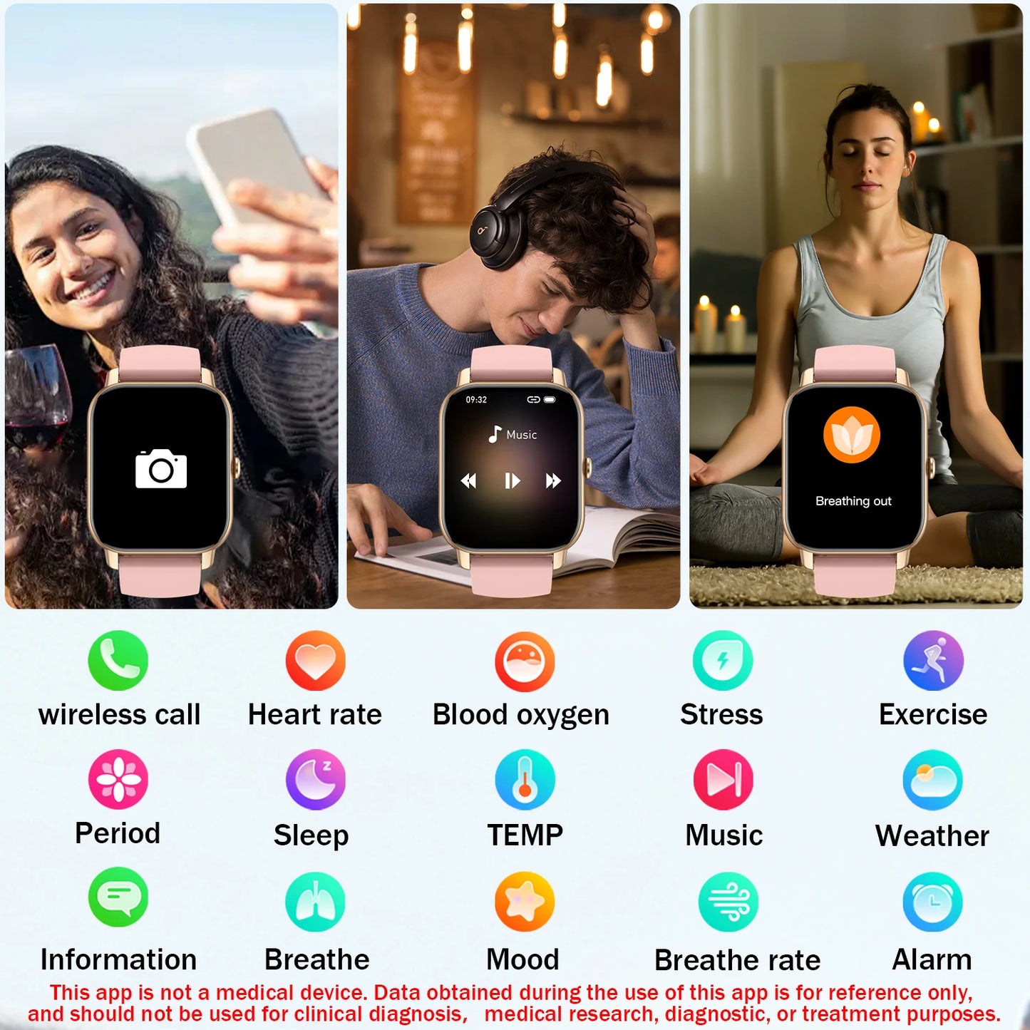 AI Voice Smart Watch 1.85 Inch HD Touch Fitness Tracker Wireless Call IP68 Waterproof