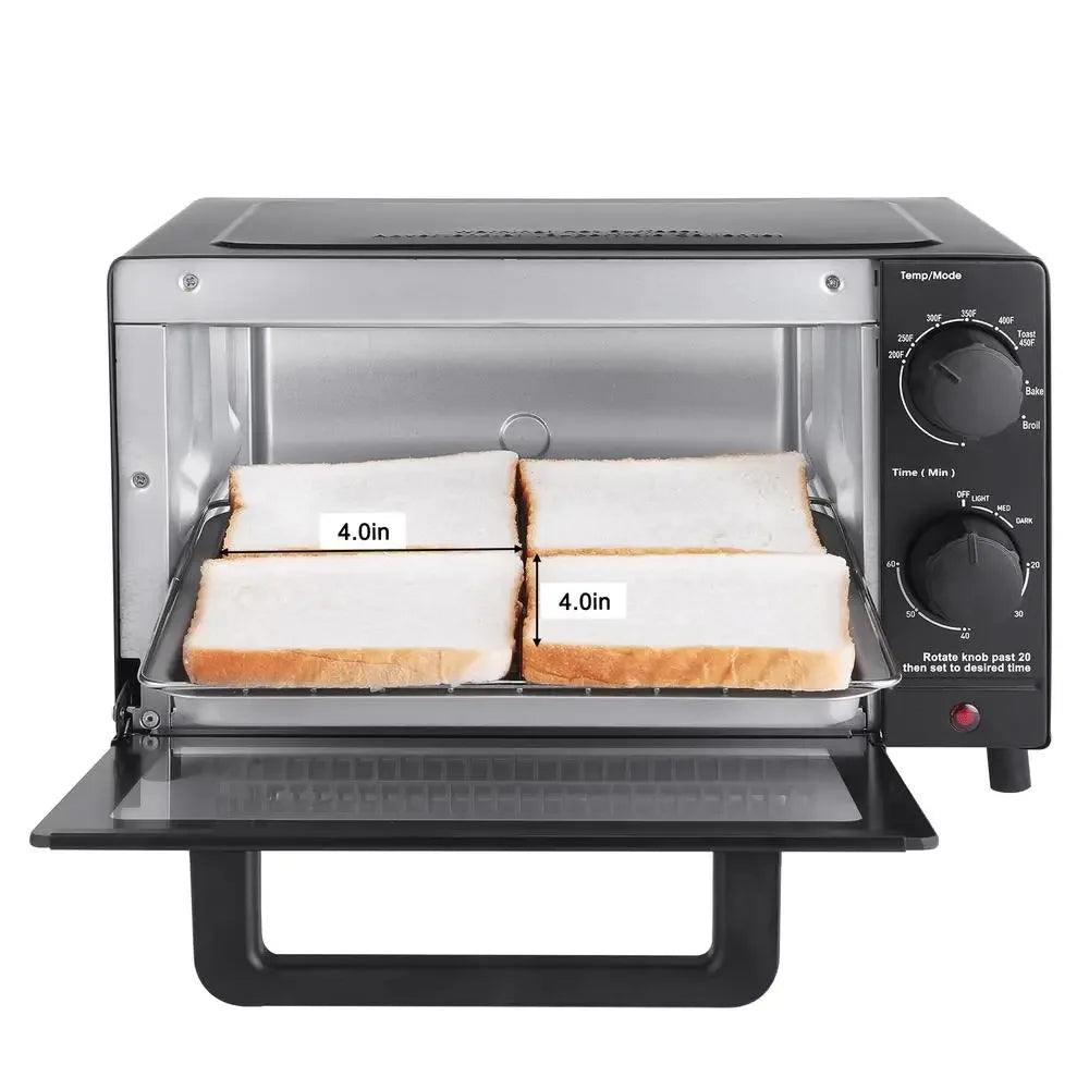 4 Slice Toaster Oven with Bake Broil & Toast Functions