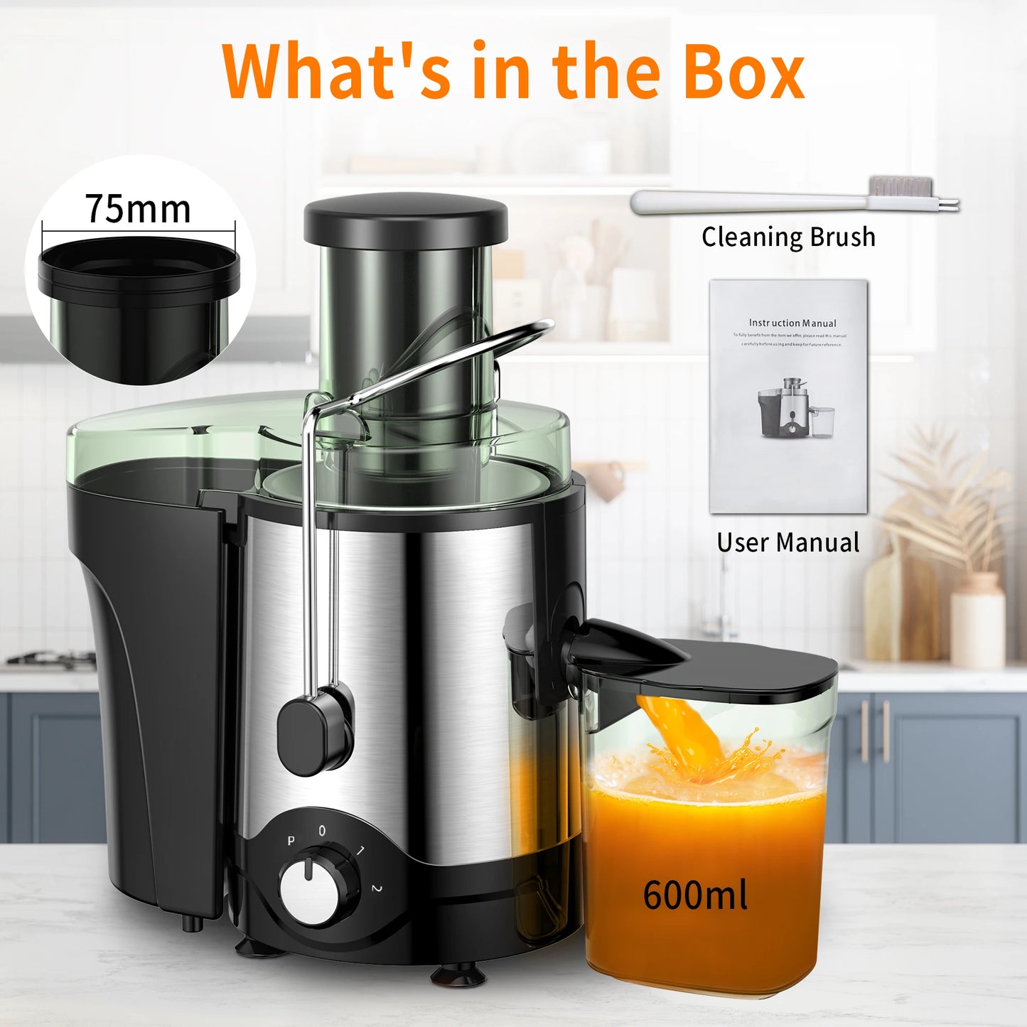 VAVSEA 600W Centrifugal Juicer Extractor with 3 Inch Feed Chute