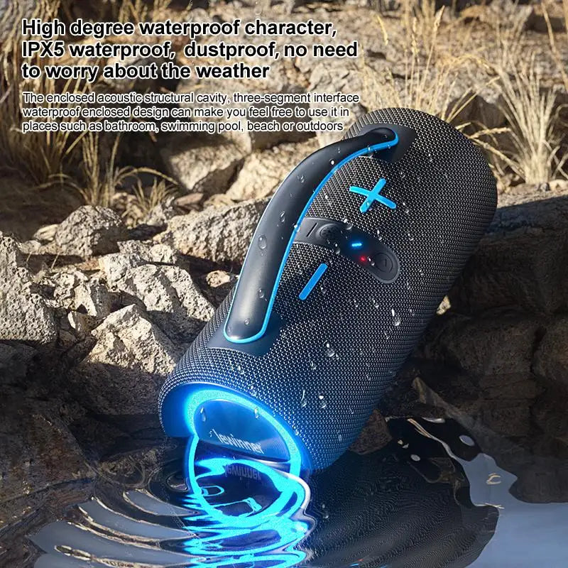 Lewinner Portable Wireless Speaker with 60W Stereo Sound Deep Bass RGB Lights and Dual Pairing