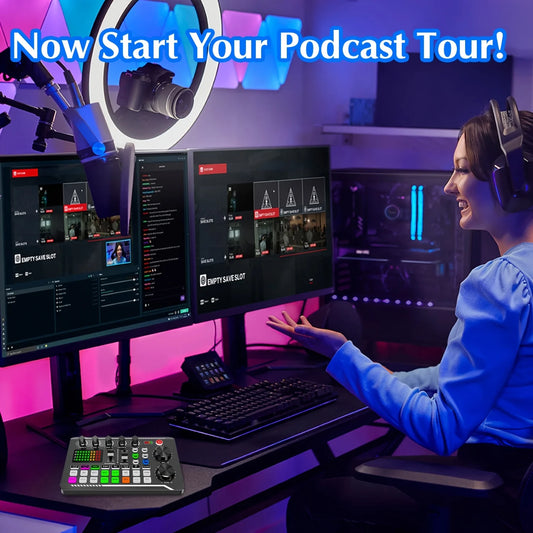 All-in-One Podcast Equipment Kit with Audio Interface and Condenser Microphone