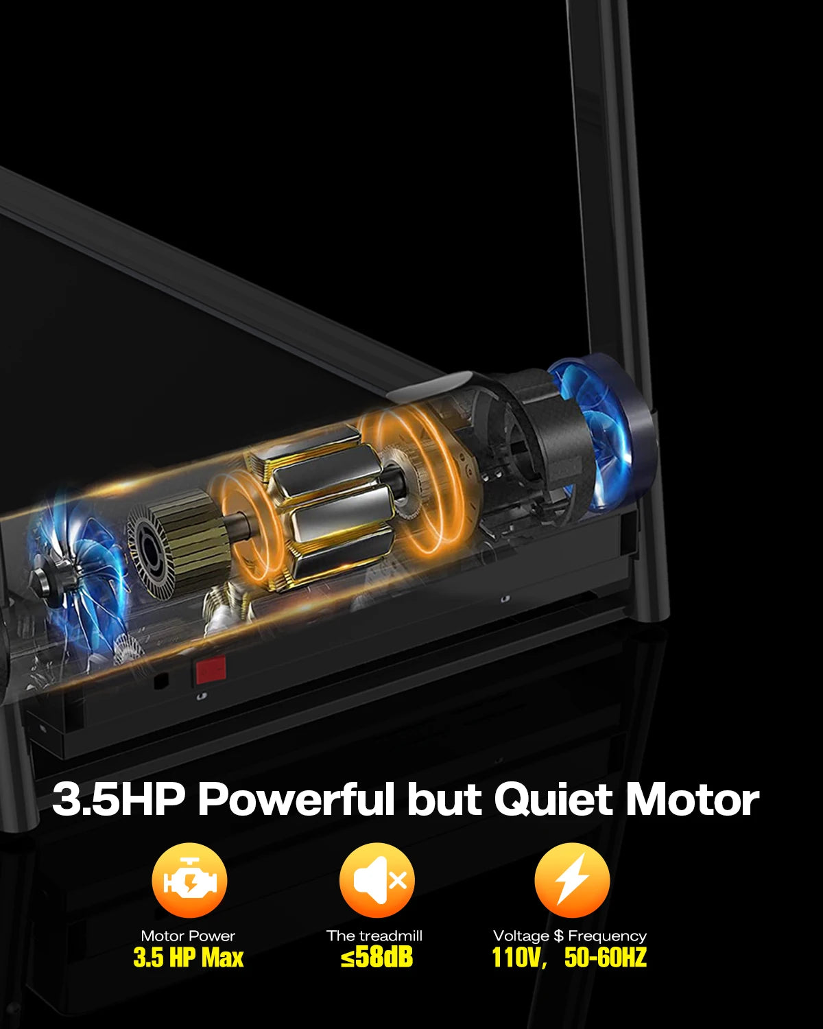 Foldable Electric Treadmill with Incline - 3.5HP Motor, Handrail Speed Control, Pulse Monitor, 12 Training Programs, Max 330lbs