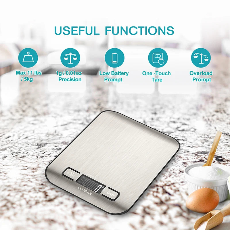 ULTREAN Digital Kitchen Scale 5000g/1g High Precision Waterproof Food Scale with LCD Display