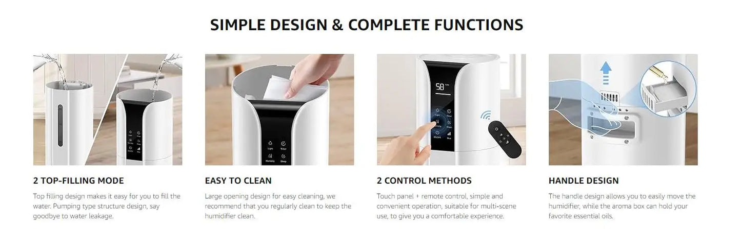 Cool Mist Humidifier with Essential Oil and Remote Control