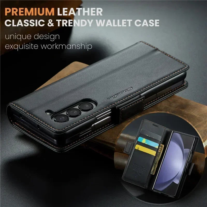 EUCAGR Luxury Magnetic Wallet Leather Case For Samsung Galaxy Z Fold 6 5 Shockproof Card Holder Pocket Cover For Galaxy Z Fold6
