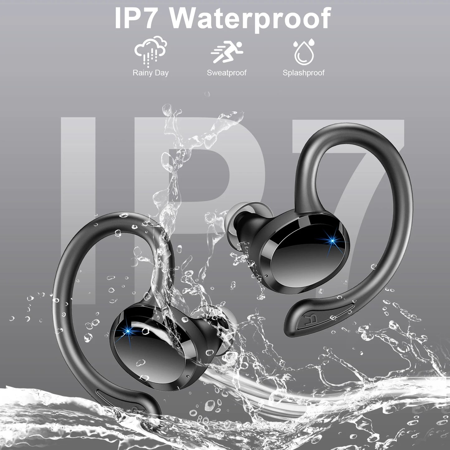 Wireless Bluetooth 5.3 Earbuds with Stereo Bass & 40H Playback IP7 Waterproof