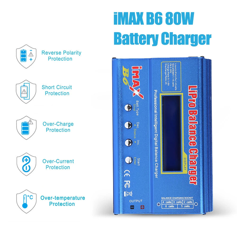 IMAX B6 Lipo Balance Charger AC/DC 80W Balance Charger Adapter LCD Display Discharge Power 5W