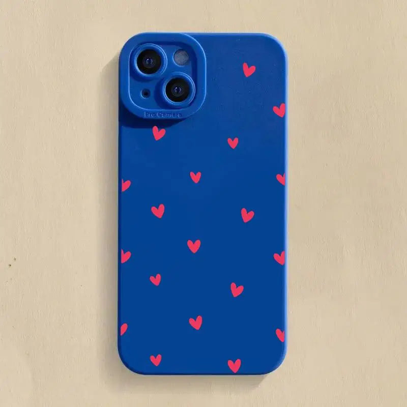 Black Love Heart Phone Case for iPhone, Shockproof Silicone Soft Cover.