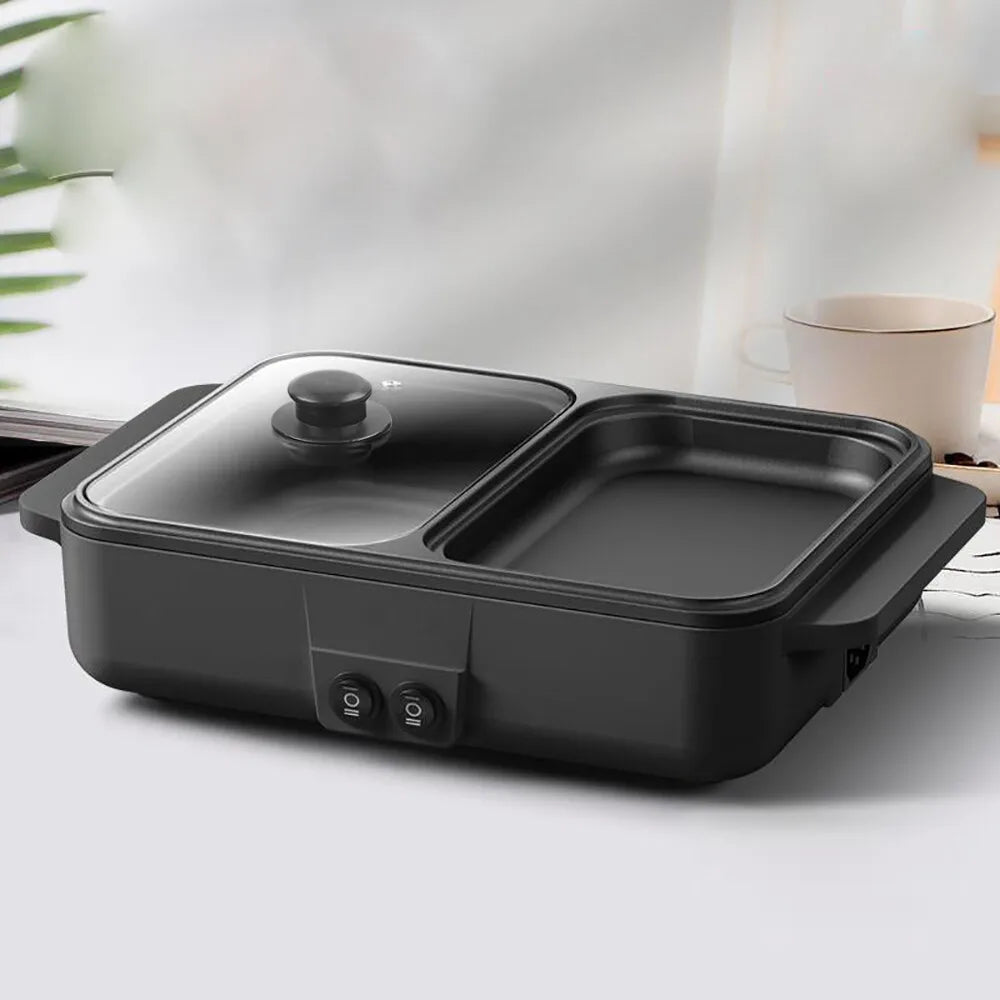 Electric Hot Pot and Grill Combo 2 in 1 Portable Cooker