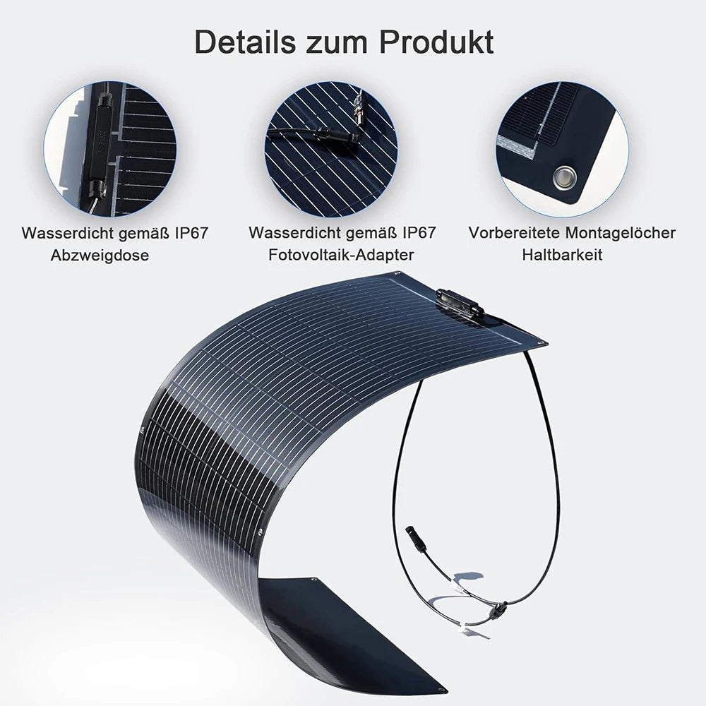 WUZECK 200W Flexible Solar Panel Kit 2x100W with 20A Controller and Cables
