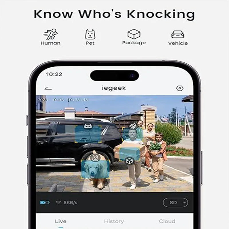 ieGeek 2K Wireless Doorbell Camera Smart WiFi Doorbell with Chime AI PIR Motion Detection