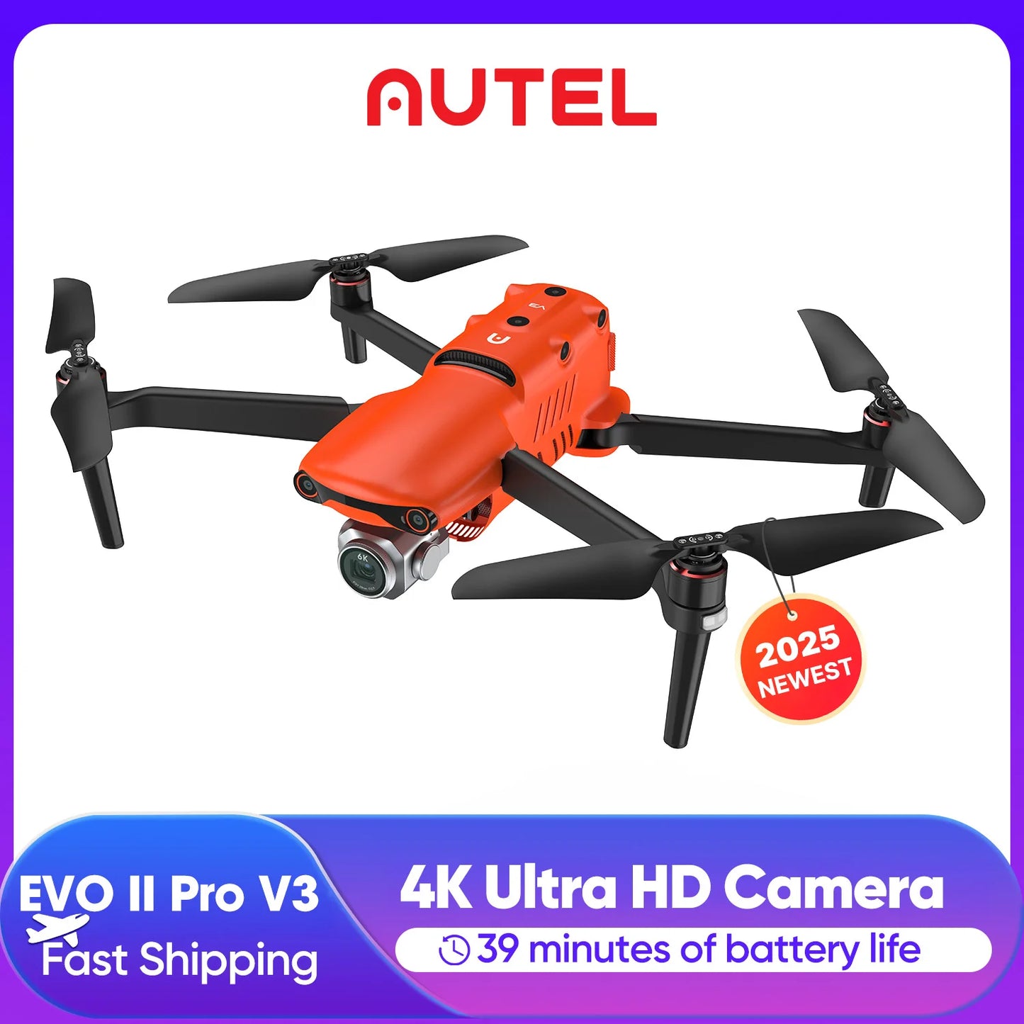 Autel EVO II Pro V3 6K Drone 1Inch CMOS HD Camera 10KM Transmission 720 Obstacle Avoidance
