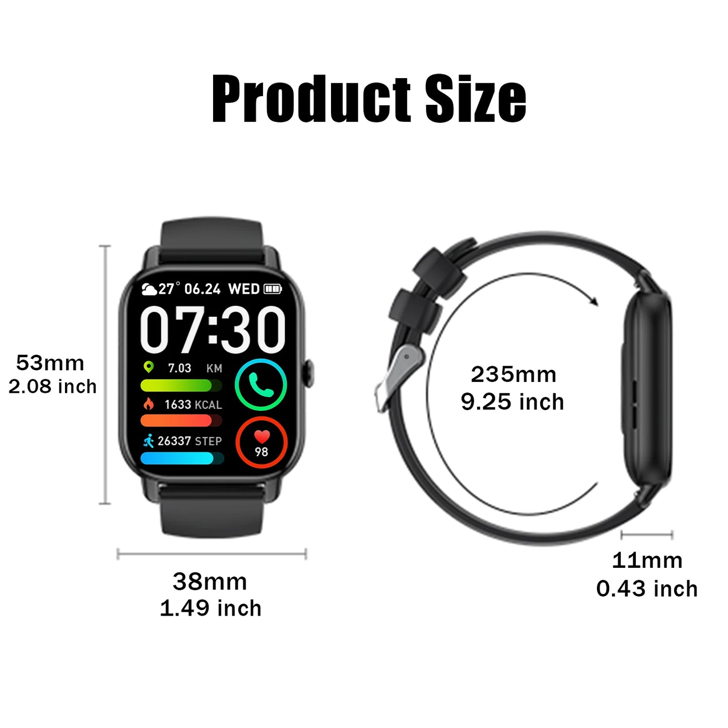AI Voice Smart Watch 1.85 Inch HD Touch Fitness Tracker Wireless Call IP68 Waterproof