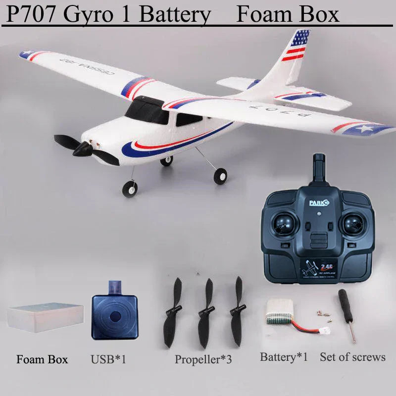 Park10 RC Airplane P707G 2.4G 3D/6G Gyroscope 3Ch Fixed Wing CESSNA RTF 182