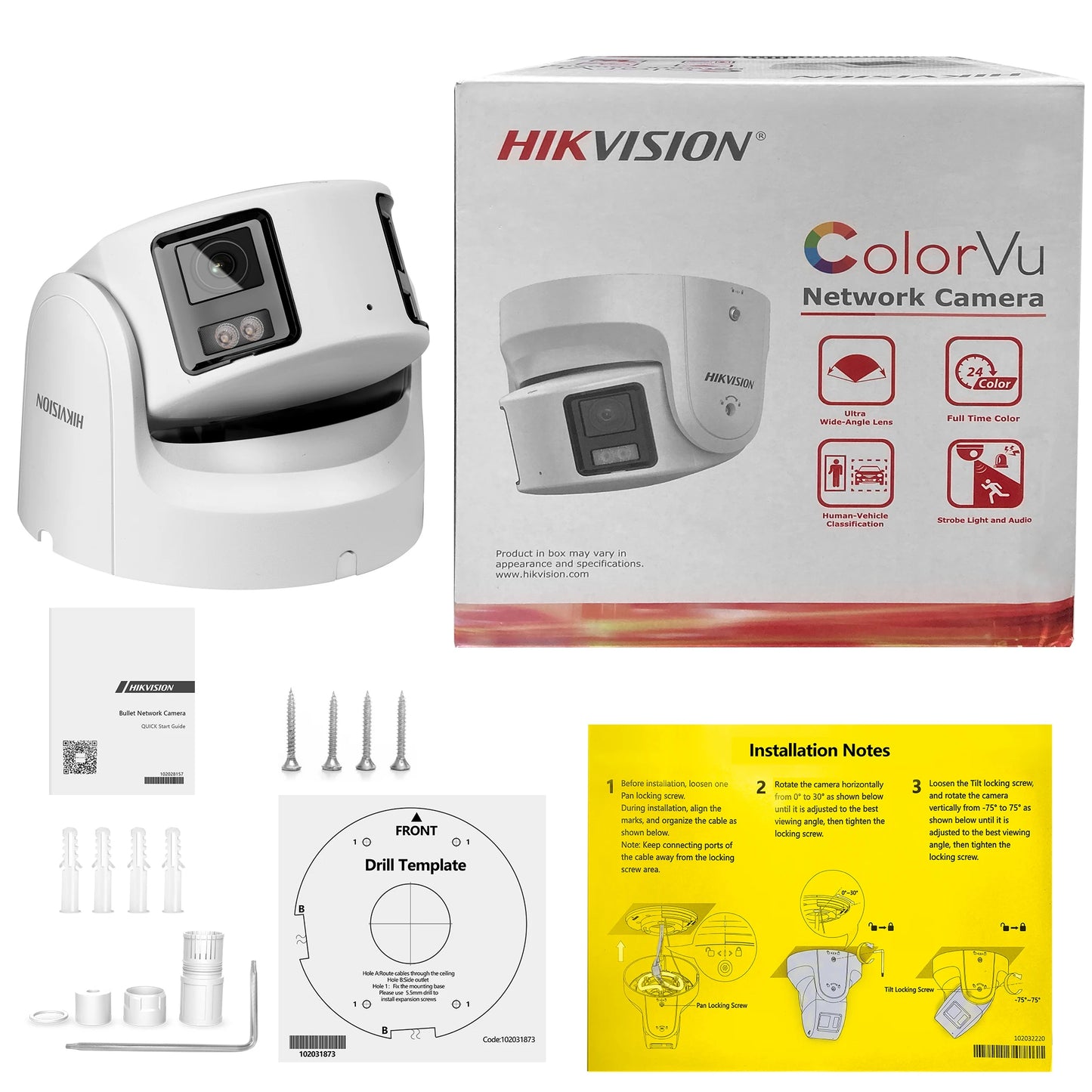 HIKVISION Panoramic IP Camera 8MP 4K 4MP ColorVu Built-In Mic Speaker Security