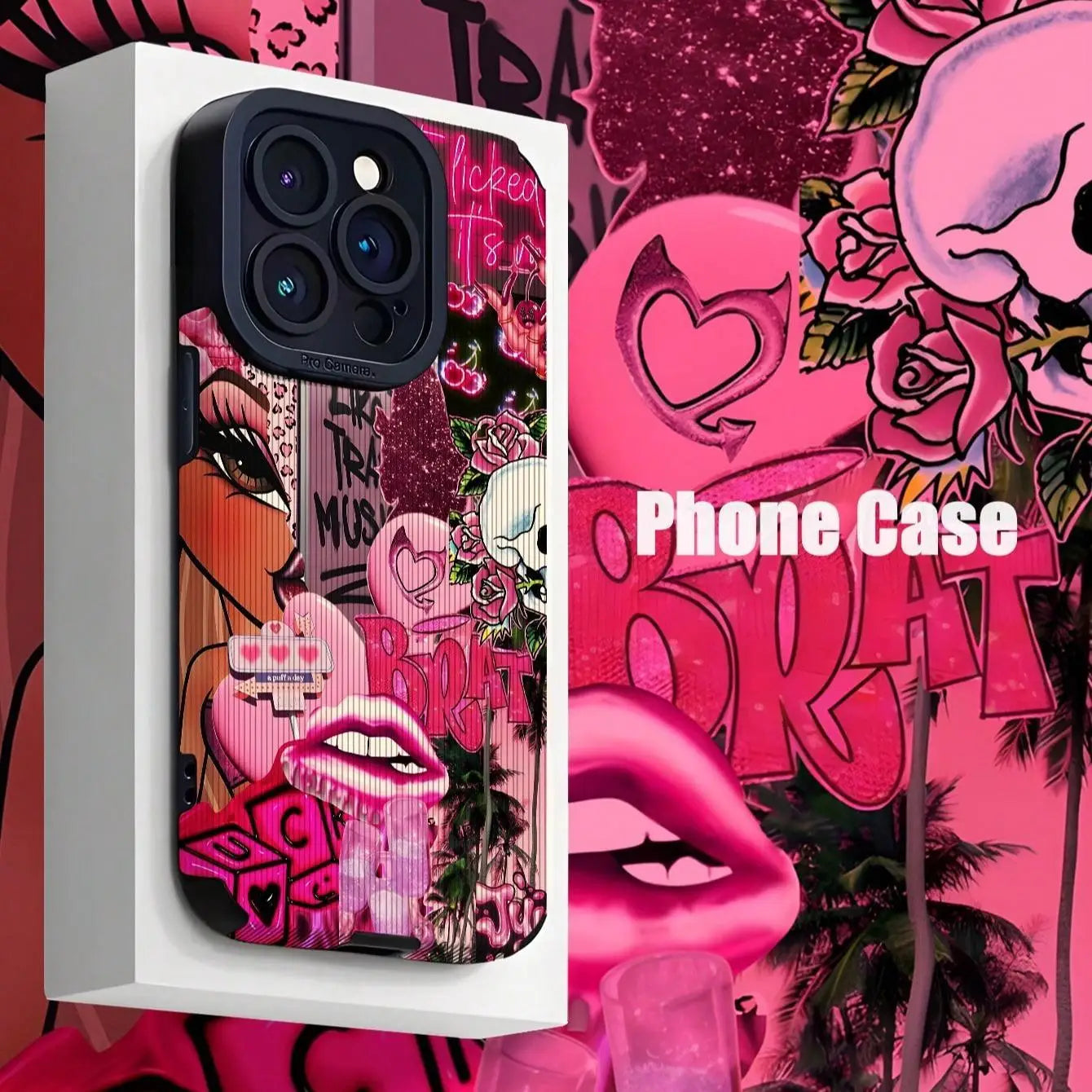 Fashion graffiti shockproof phone case for iPhone, colorful and artistic design.