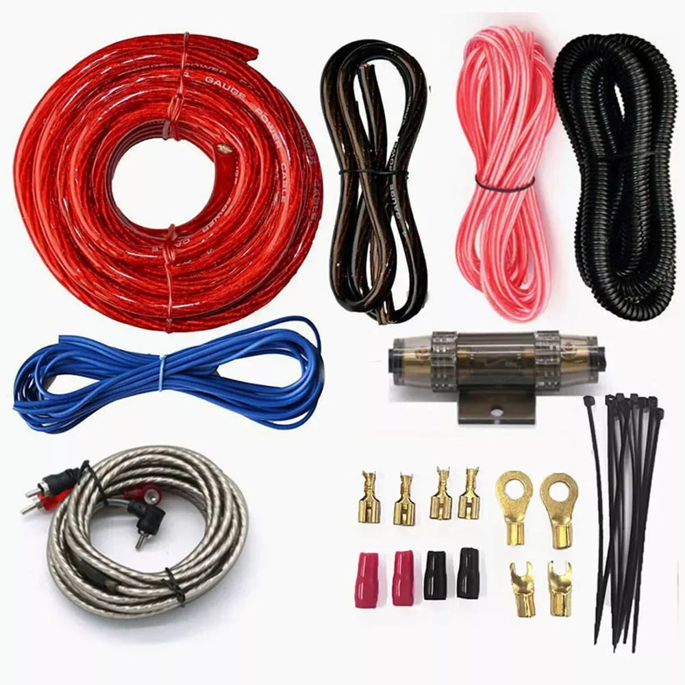 Complete 4AWG Car Audio Amplifier Wiring Kit with RCA Fuse for 2300W Subwoofer Install
