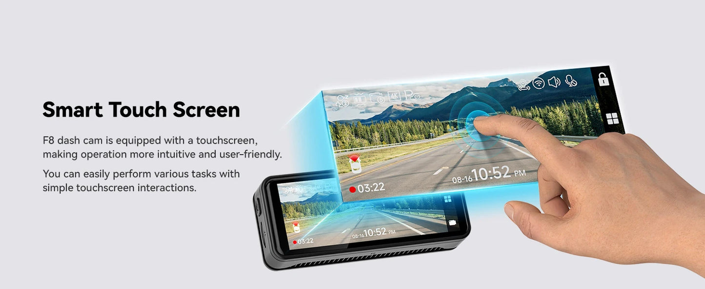 REDTIGER F8 4K+1080P Dash Cam Front and Rear with 5.8G WiFi and GPS