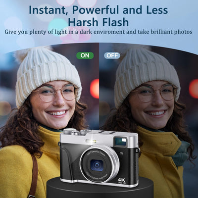 ZOSTUIC 4K Digital Camera 48MP Vlogging Camera with Autofocus 16X Zoom Anti-Shake 32GB Card