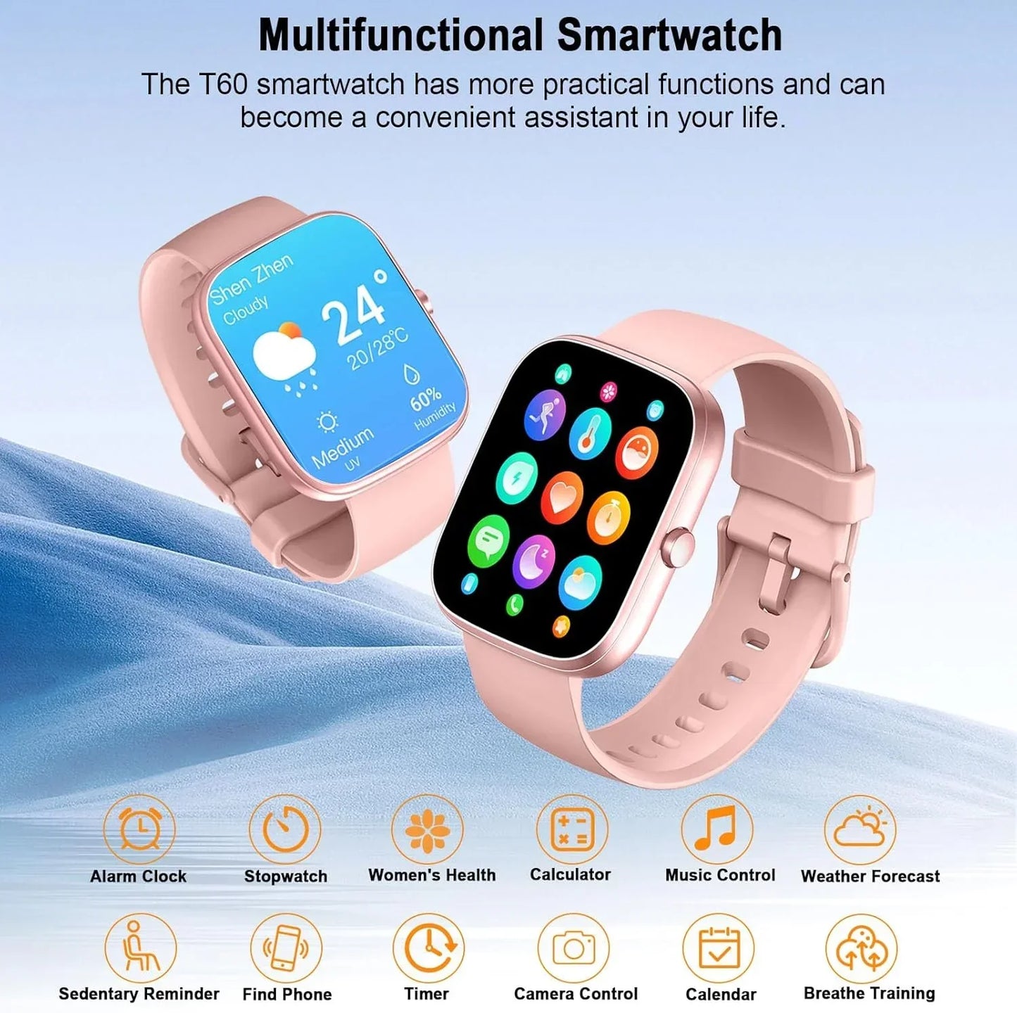 Multifunctional 1.91 Inch Smartwatch with fitness tracking, heart rate monitor, and waterproof design.