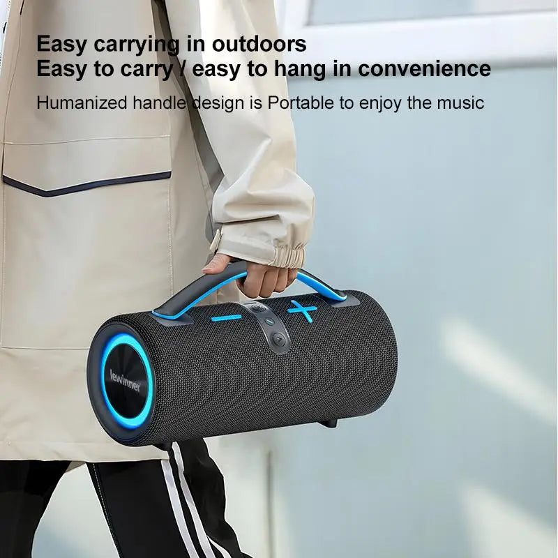 Lewinner Portable Wireless Speaker with 60W Stereo Sound Deep Bass RGB Lights and Dual Pairing