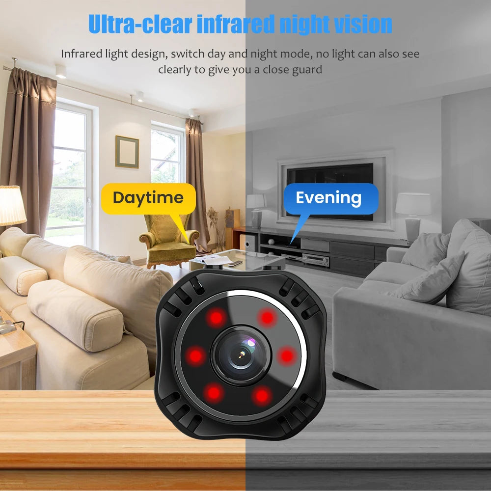 Mini WiFi Camera 1080P HD with Night Vision and Audio for Home Security and Baby Monitoring