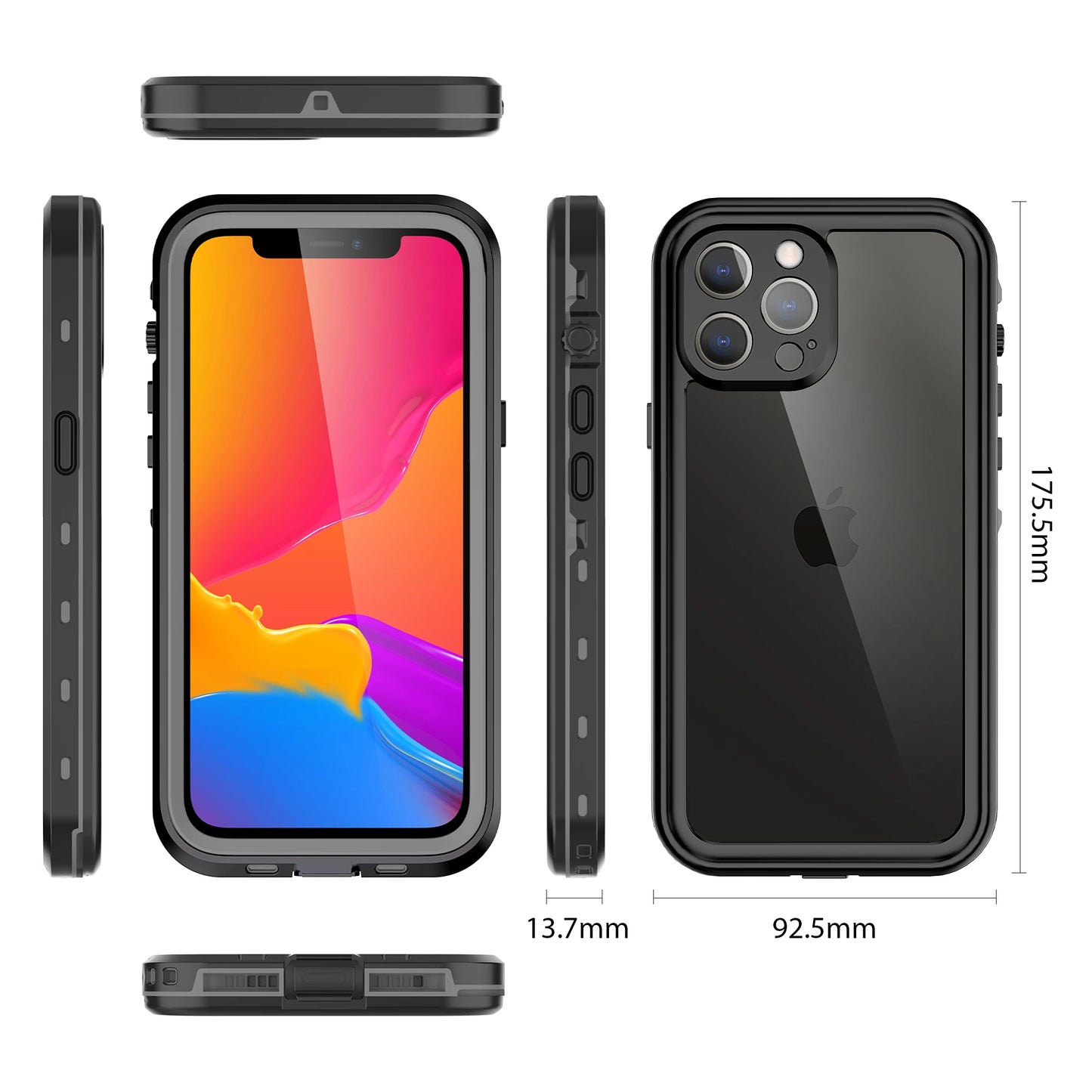 Waterproof Phone Case IP68 Dustproof Diving Cover for iPhone 16 15 14 Plus 13 12 11 Pro XS Max XR