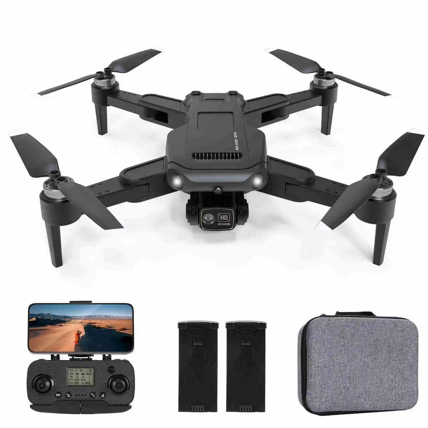 RC Brushless GPS Drone with Remote Long Flight 2 Batteries Quadcopter