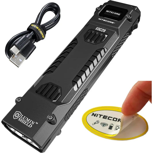 Nitecore EDC29 EDC Tactical Flashlight, 6500 Lumen USB-C Rechargeable Slim Flat Shape with Spotlight Floodlight Strobe Modes