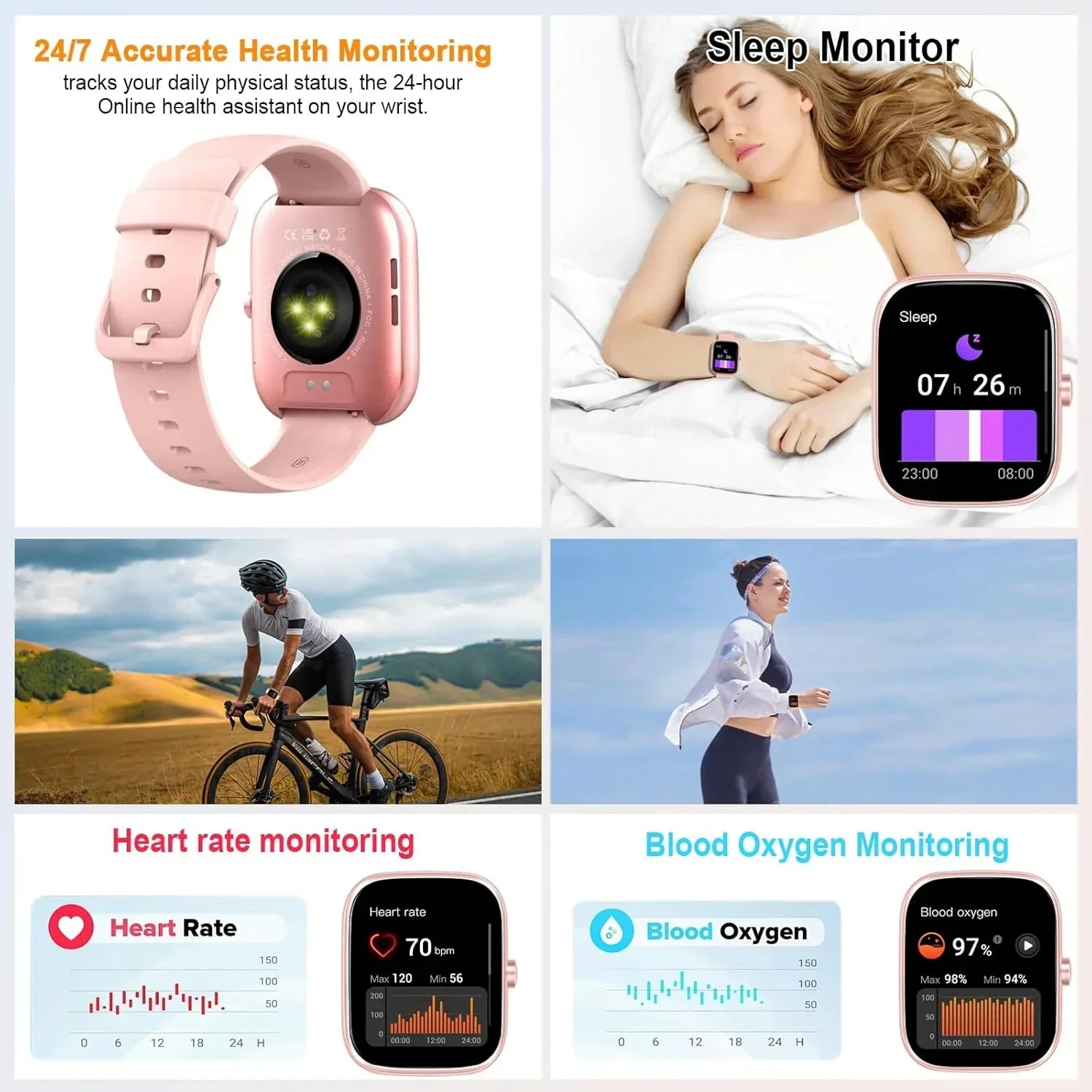 1.91 Inch Smartwatch with health monitoring, sleep tracking, and fitness tracking features.