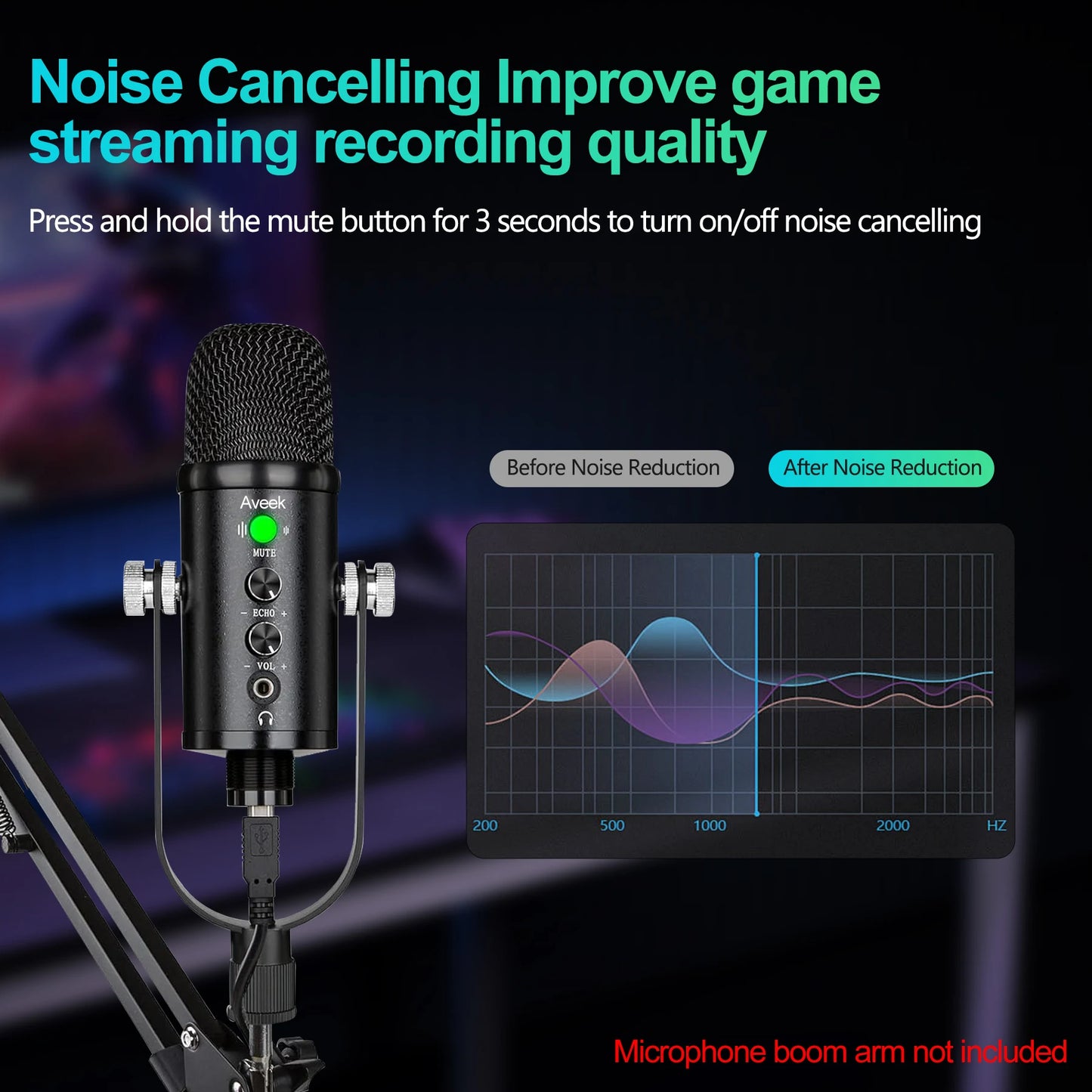Mercase USB Condenser Microphone with Mute and Plug and Play