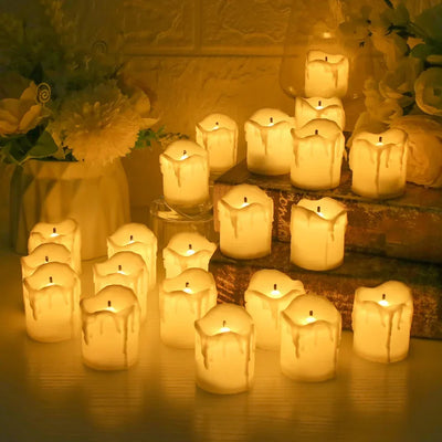 Flameless LED Tea Lights Battery Operated Black Wick Drip Candles