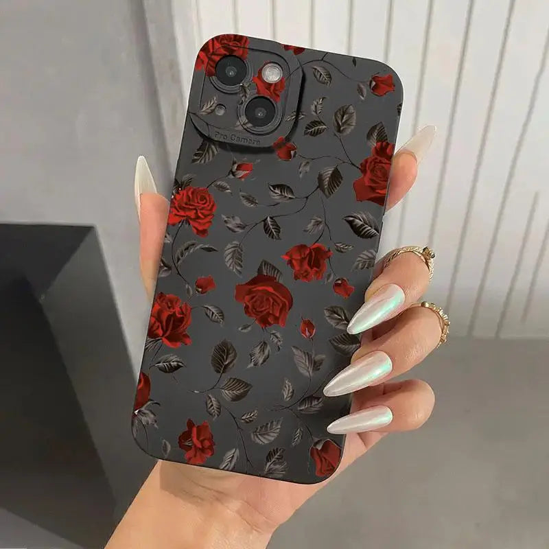 Retro Rose Shockproof iPhone Case with Floral Design